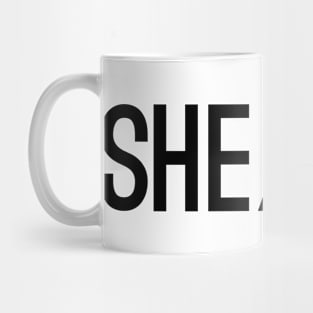 She Her CAPS Black Mug